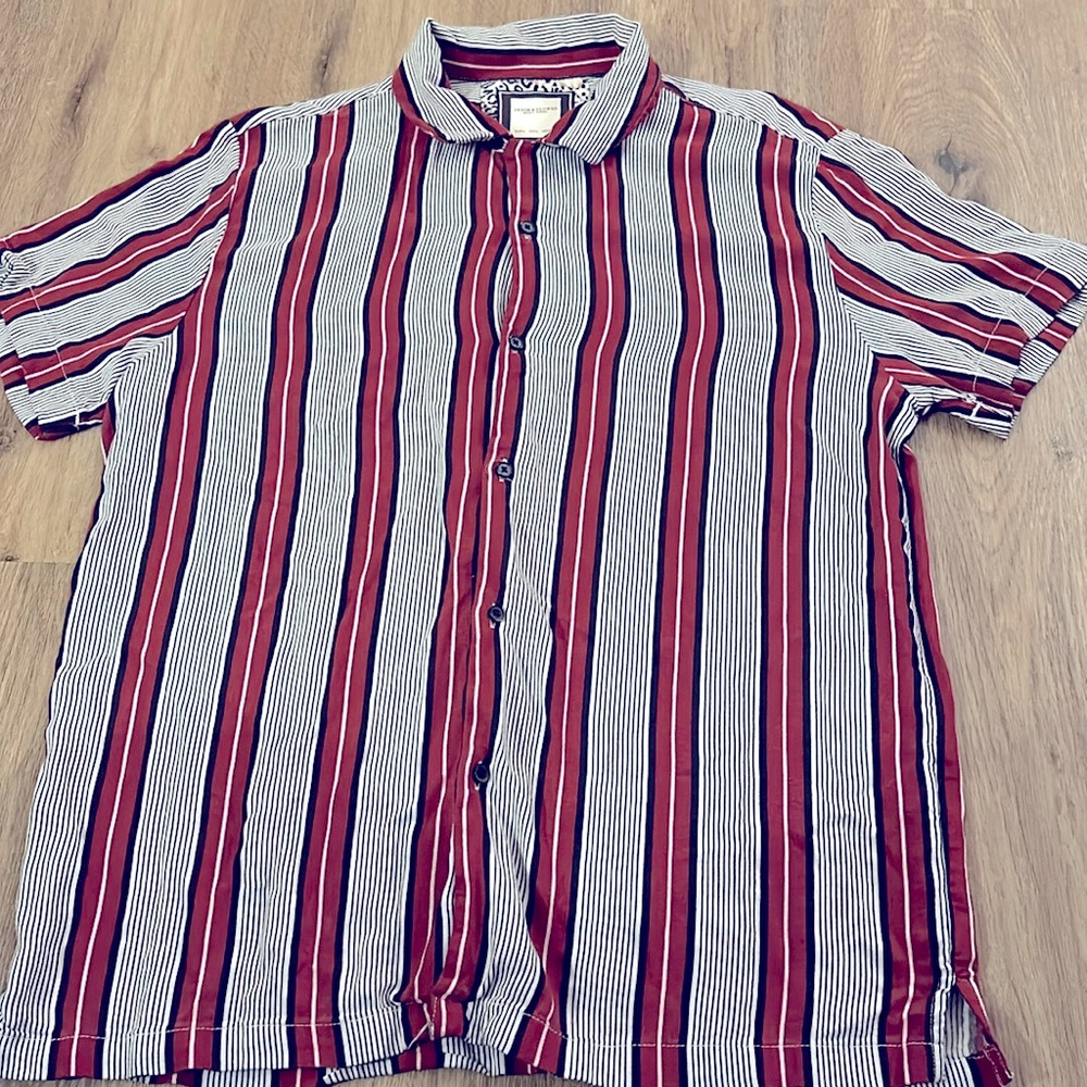 Denim & Flower Ricky Singh Button Down Short Sleeve Shirt (Large)